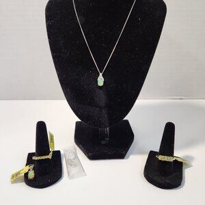 Opal Trio Set Ring Earrings & Pendant in Sterling Silver NICKEL FREE  + Freebie